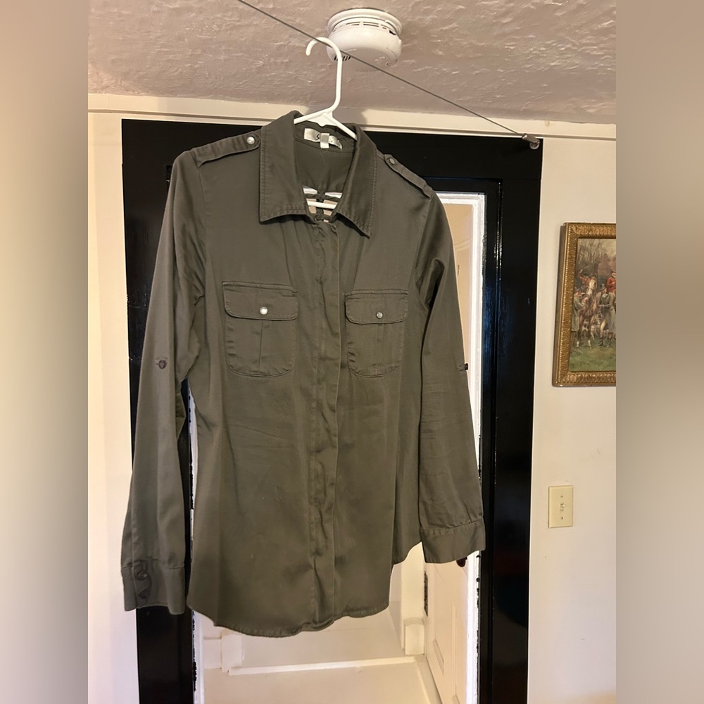 Olive Green Button-Up Shirt